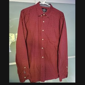 Casual Red Button Down With White Polka Dots